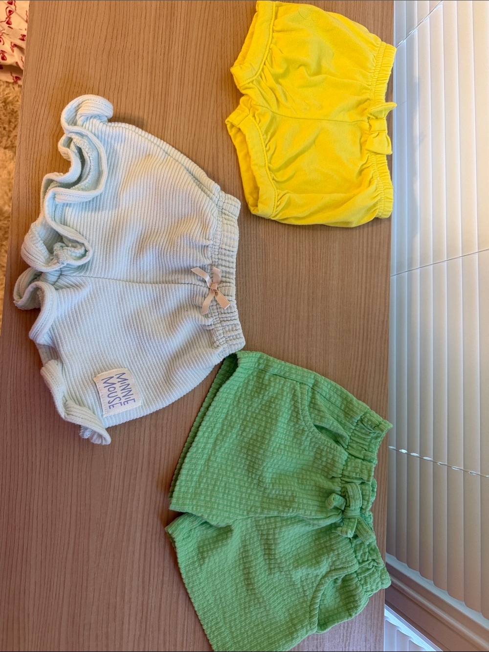 Baby 3-6M Light Blue Ruffle Kids Shorts - Pack with Yellow & Green